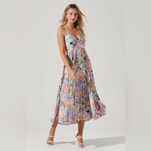 Blythe Floral Plisse Midi Dress